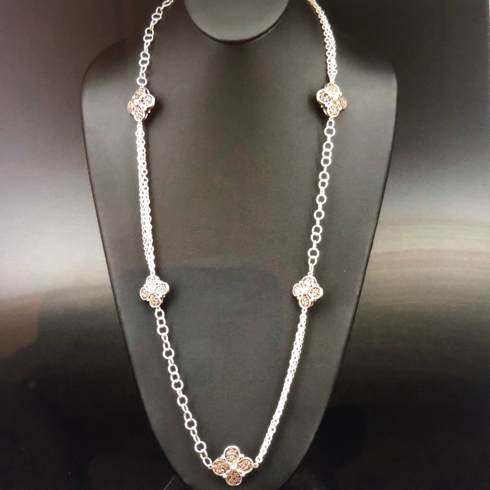 Sterling filigree station necklace